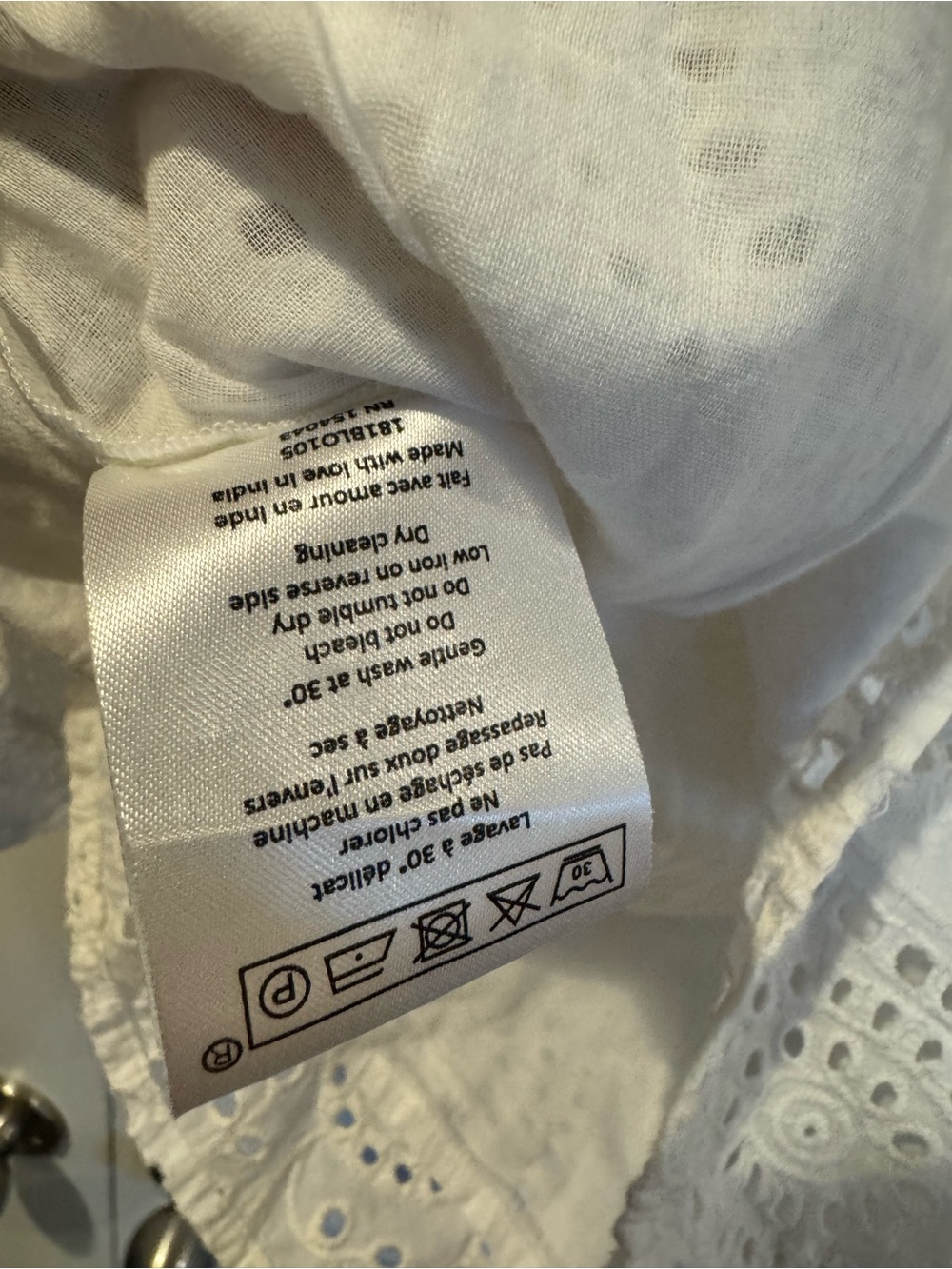 SEZANE ANDREA White v- neck Broderie Anglaise BLOUSE Top size 10 - Picture 9 of 10